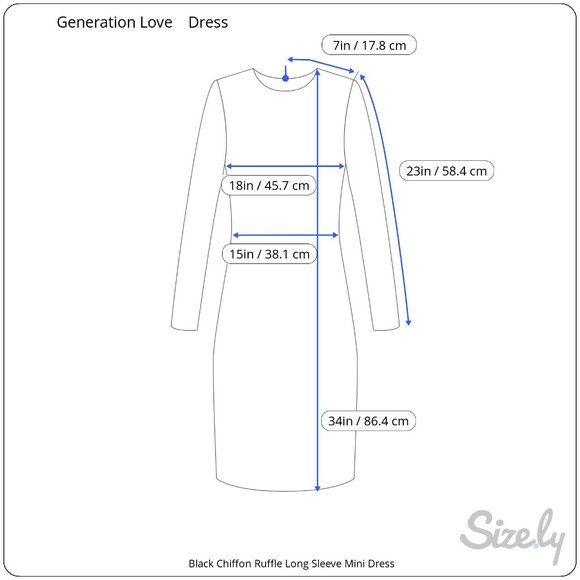 NWOT GENERATION LOVE Black Chiffon Ruffle Long Sleeve Semi Sheer Mini Dress Sm - Picture 16 of 16